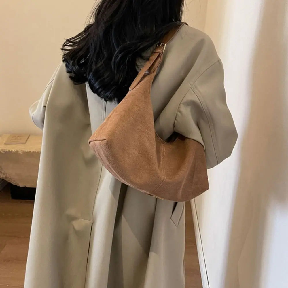 Mala de Ombro Suede Tote - Design Minimalista de Grande Capacidade em Camurça Soft