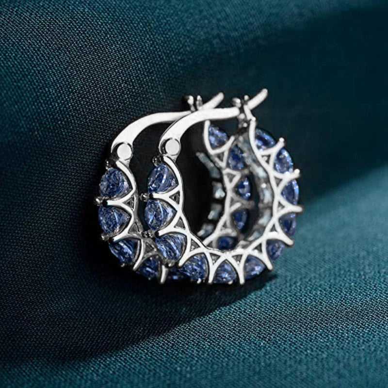 Brincos de Argola Paved Eternity - Totalmente Cravados com Cristais de Luxo