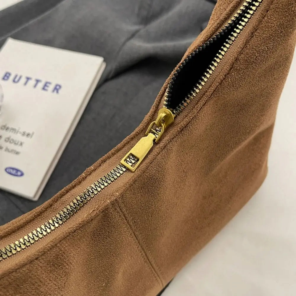 Mala de Ombro Suede Tote - Design Minimalista de Grande Capacidade em Camurça Soft