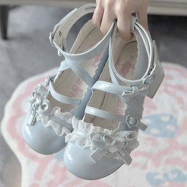 Sapato Mary Jane Butterfly - Design Retro com Laço e Tiras no Tornozelo