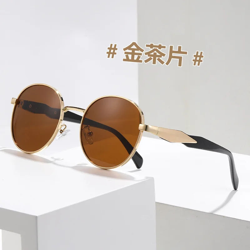 Óculos de Sol Round Metal - Traço Metálico Fino com Proteção UV400