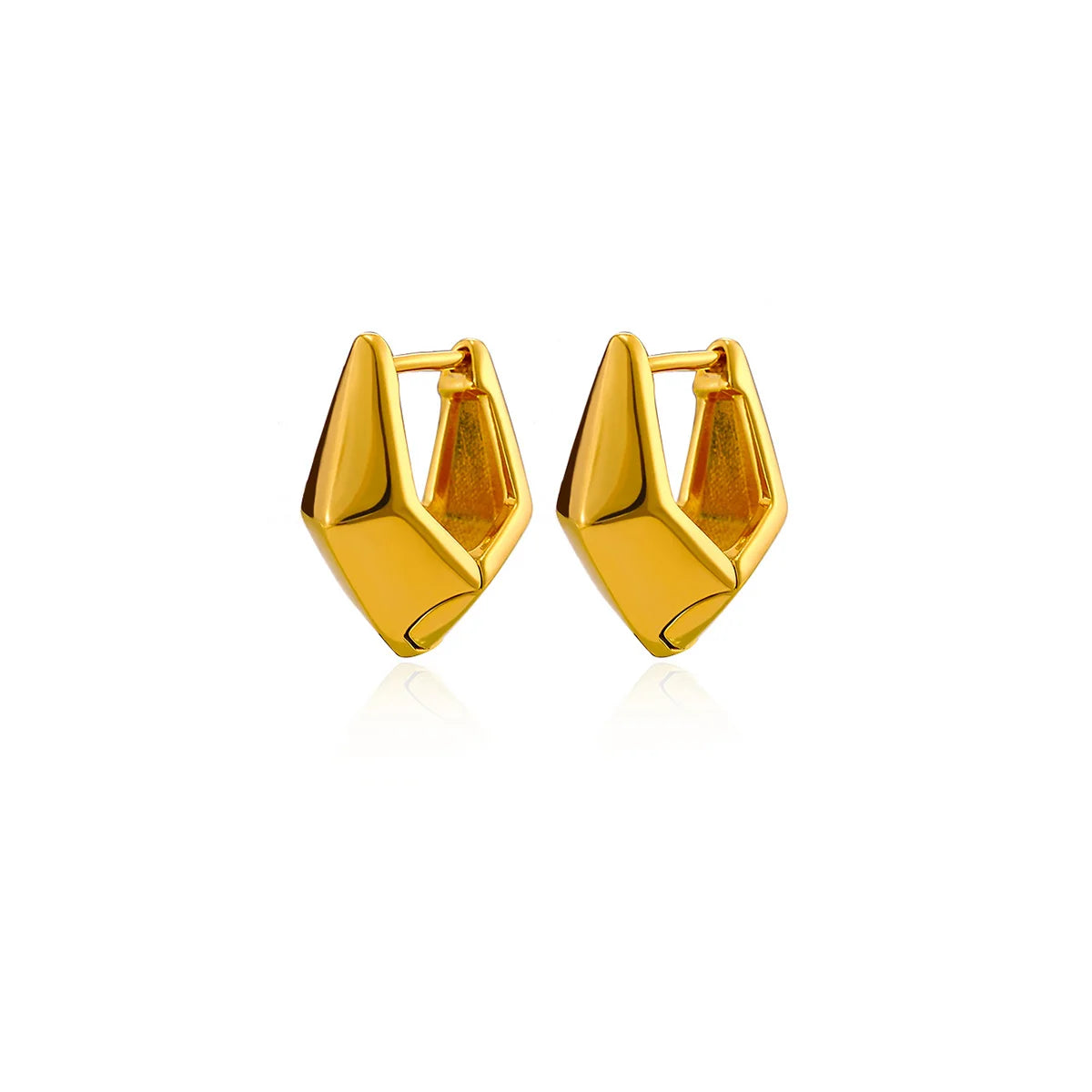 Brincos Huggies Facetados Losango - Design Geométrico Banhado a Ouro