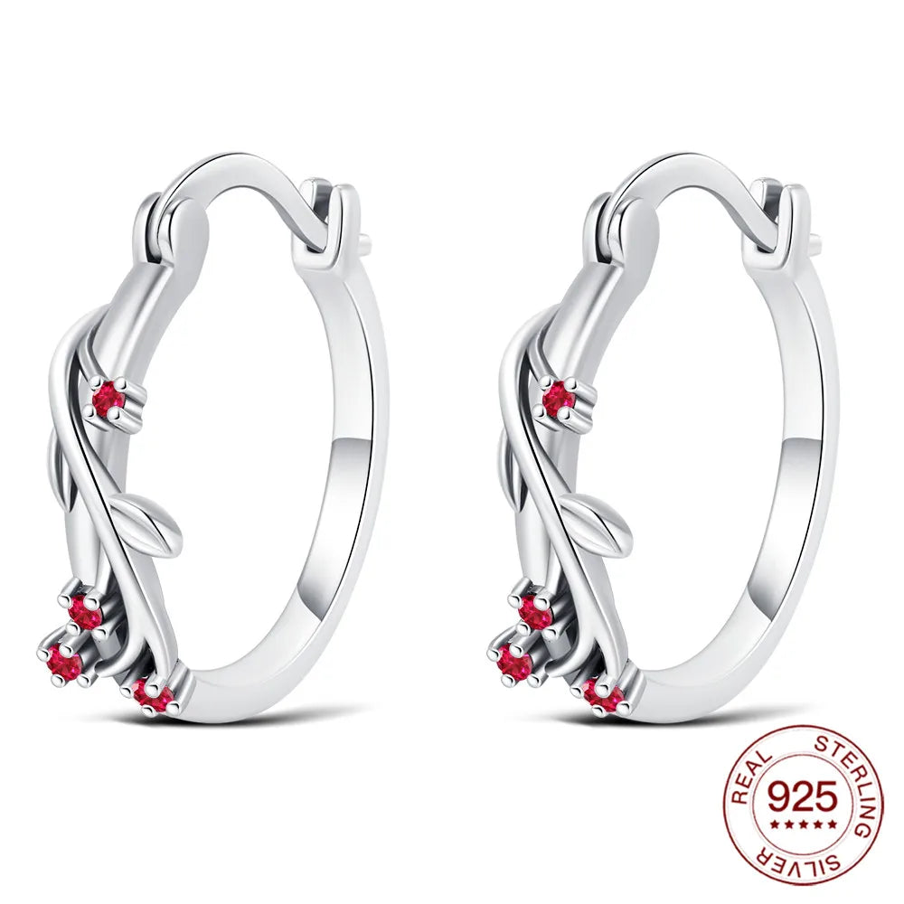 Brincos de Argola Holly Red - Prata 925 Legítima com Detalhes de Azevinho