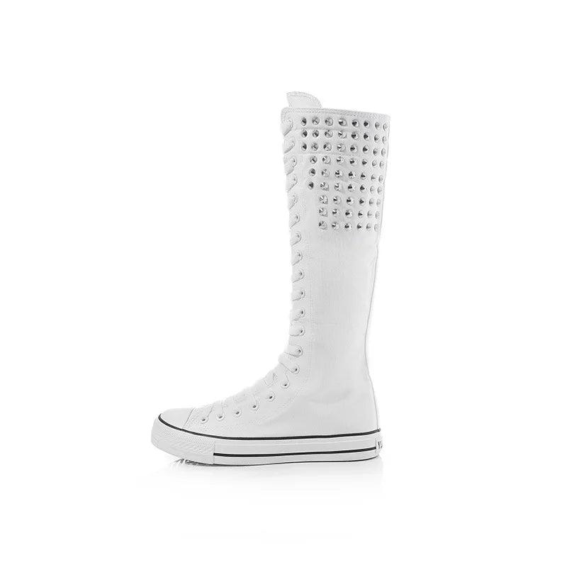 Bota Cano Alto Canvas Street - Design Urbano com Atacadores e Fecho Easy-Wear