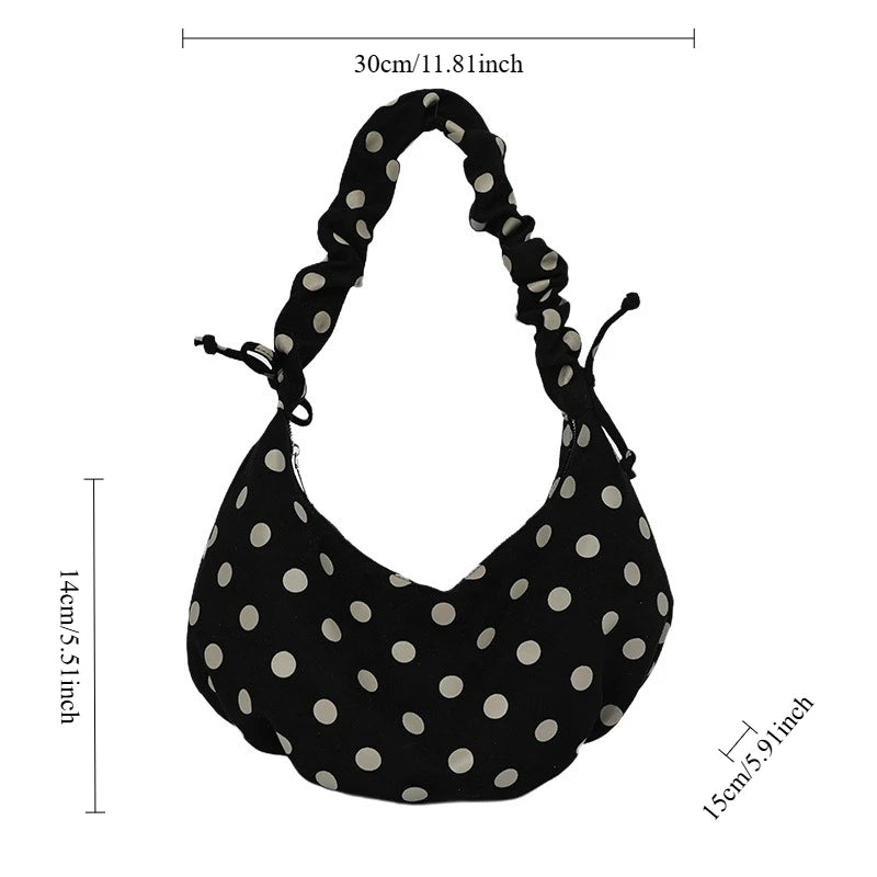 Mala Dumpling Suede Dot - Silhueta Pastel em Camurça Macia com Estampa Poá