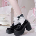 Sapato Mary Jane Heart Pumps - Salto Bloco Geométrico com Fivela de Coração