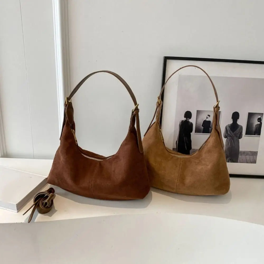 Mala de Ombro Suede Tote - Design Minimalista de Grande Capacidade em Camurça Soft
