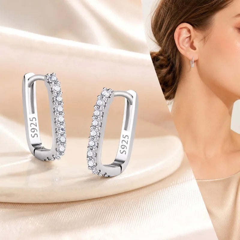 Brincos de Argola Crystal Drop - Prata 925 Legítima com Cristais Pendentes