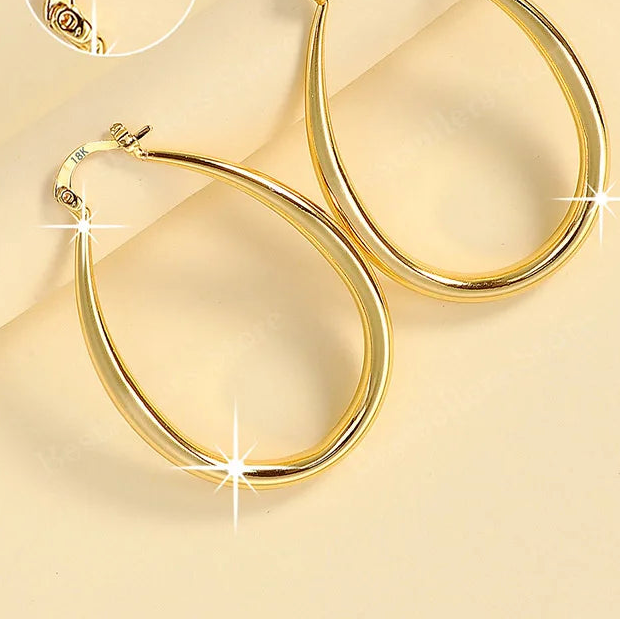 Brincos de Argola Golden U-Classic 40mm - Prata 925 com Acabamento 18K